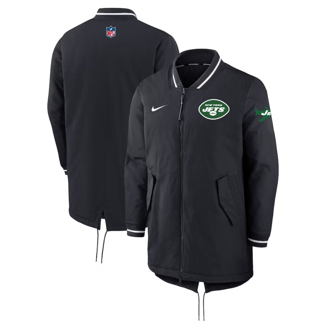 Men 2026 NFL New York Jets black Extended Cotton Jacket style 01